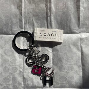 Coach Black and Pink Charm Key Holder